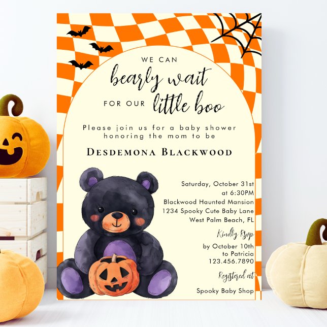 Convites Can Bearly Wait Little Boo Halloween Baby Shower (Criador carregado)