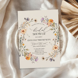 Convites Cana das aquarelas flores silvestres cor de laranj