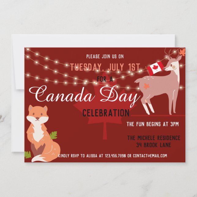Convites Canada Day Celebration Invitation Independence (Frente)