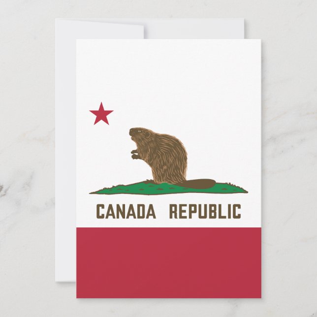 Convites Canadá República da Califórnia Flag Beaver (Frente)
