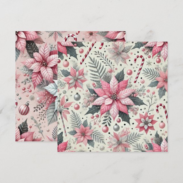 Convites Canário Rosa Imprimível Caneta Poinsettia Scrapboo (Frente/Verso)