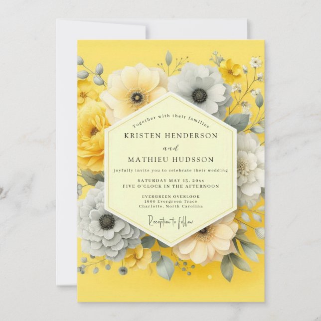 Convites Canary Luminous Bloom Wedding (Frente)