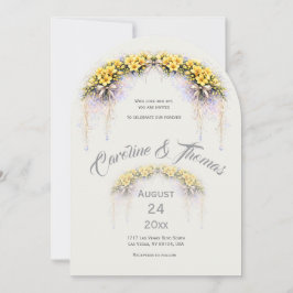 Convites Canary Yellow Romantic Freesia  Floral Wedding