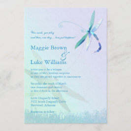 Convites Canção de Dragonfly Whimsical Blue Wedding