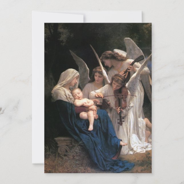 Convites Canção dos Anjos por Bouguereau, Festa de Natal (Frente)