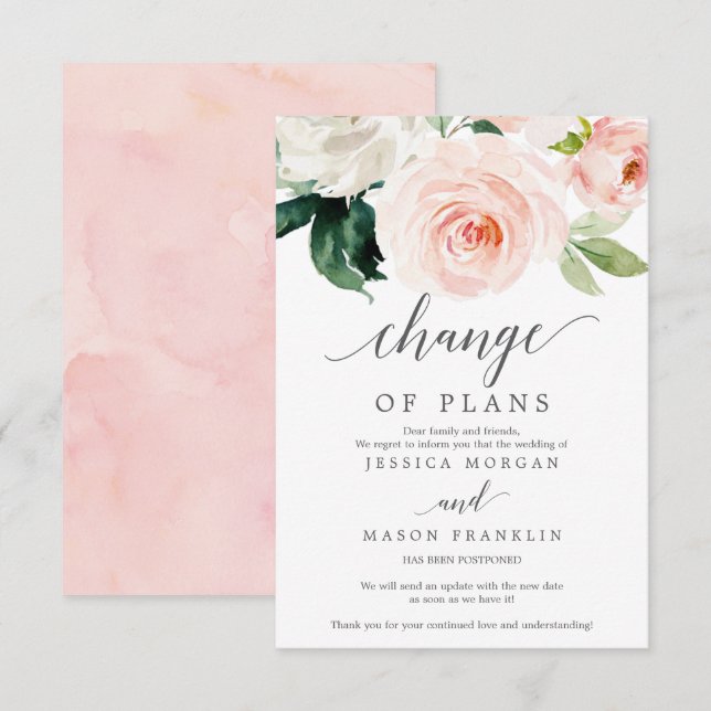Convites Cancelamento de Casamento - Adiado - Mudança de Pl (Frente/Verso)