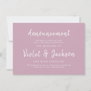 Convites Cancelamento de casamento com script minimalista d