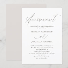 Convites Cancelamento de Casamento de Caligrafia Neutral Ch