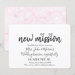 Convites Cancelamento de casamento Pink Geo Marble New Miss