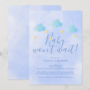 Convites Cancelamento de Chá de Bebê Azul por Envio Postal