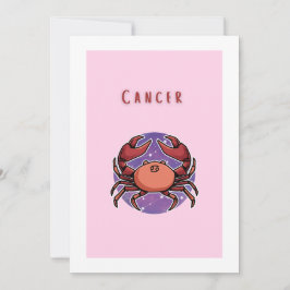 Convites Câncer Rosa, zodíaco, impressão de signo estelar