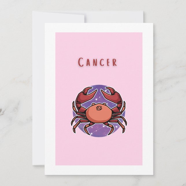 Convites Câncer Rosa, zodíaco, impressão de signo estelar (Frente)