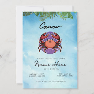 Convites Cancer - Símbolo Zodíaco Aniversário