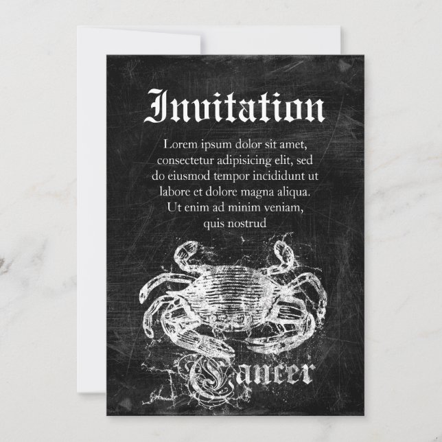 Convites Cancer Zodiac Vintage (Frente)