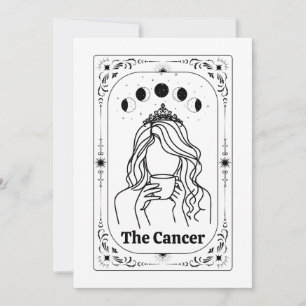 Convites Câncer Zodíaco Tarot Celestial Mágico Divertido Pe