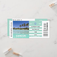 Cancún México: Passagem de embarque de avião no fi