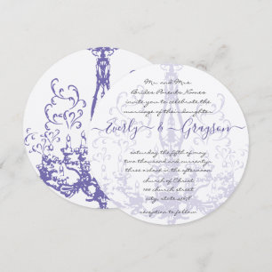 Convites Candelabro Antigo Vintage Lilás Roxo Casamento 