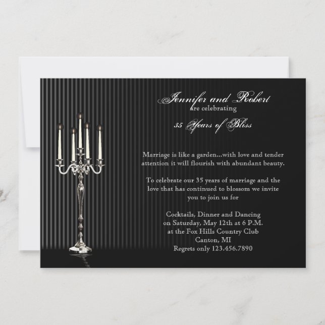 Convites Candelabro em Listra Gótica para Casamento e Anive (Frente)