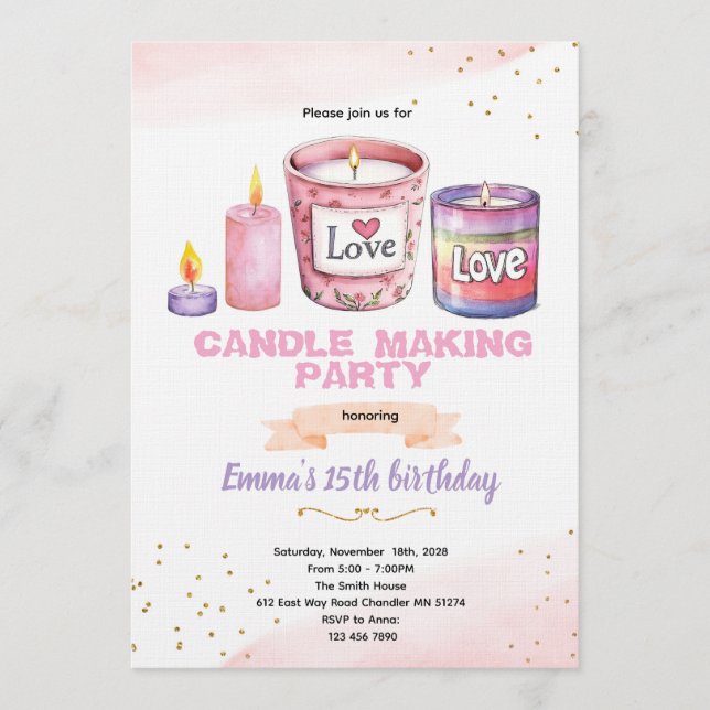 Convites Candle making party invitation (Frente)