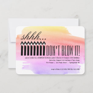 Convites Candle Surprise Shhh... NÃO SOME!Aniversário
