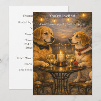 Convites Candlelit Dogs – Warm Painterly Party Invitation