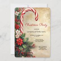 Candy Cane Christmas Holiday Party Invitation