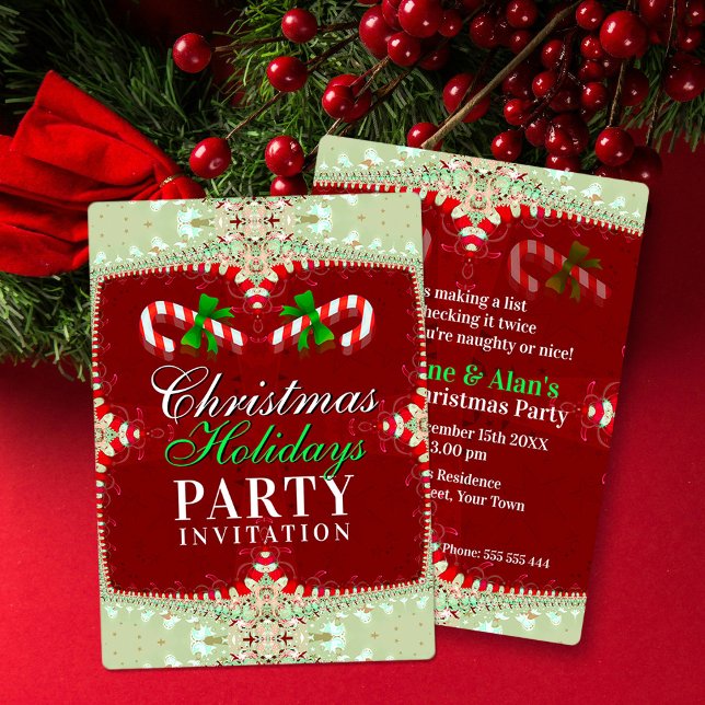 Convites Candy Cane Christmas Holidays Party  (Criador carregado)