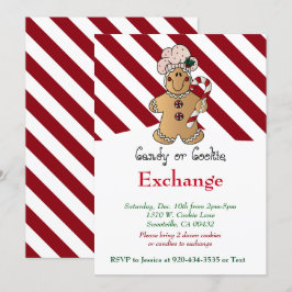 Convites Candy Cane Gingerbird Cookie & Candy Exchange