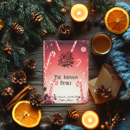 Convites Candy Cane Wonderland com Saudação Personalizada d