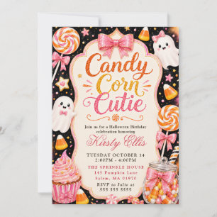 Convites Candy Corn Doce Aniversário de Halloween