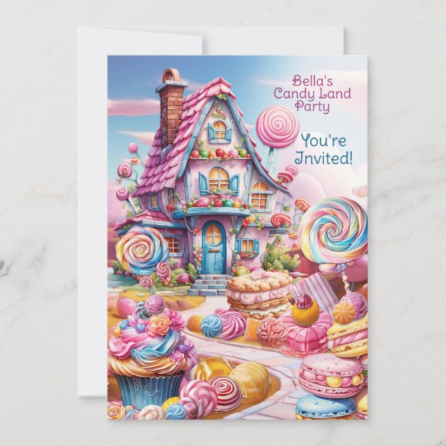Convites Candy Land Birthday - Whimsical (Frente)