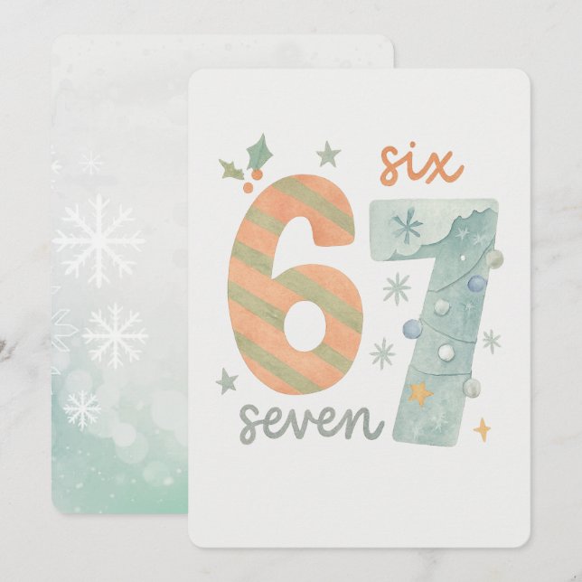 Convites Candy Stripe & Snowflake 67 – Handmade Holiday Num (Frente/Verso)