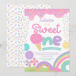 Convites Candyland and Ice Cream 1st Birthday