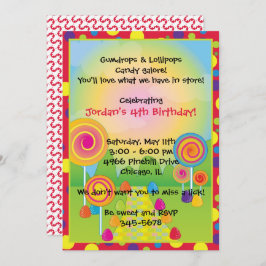 Convites Candyland : Deliciosos Pirulitos Vermelhos Açucara