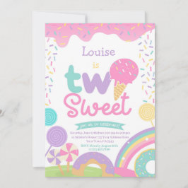 Convites Candyland e Sorvete, dois segundos aniversários do