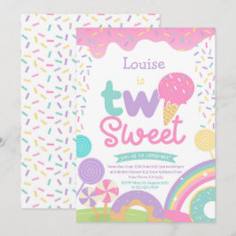 Convites Candyland e Sorvete, dois segundos aniversários do