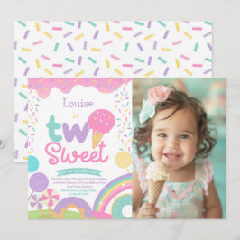 Convites Candyland e Sorvete, dois segundos aniversários do