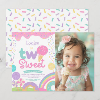 Convites Candyland e Sorvete, dois segundos aniversários do
