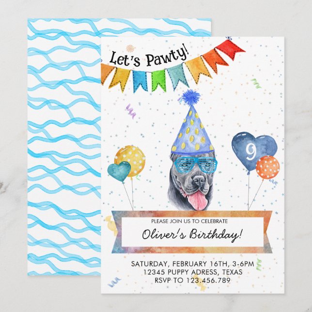 Convites Cane Corso Vamos Fazer a Festa de Aniversário do C (Frente/Verso)