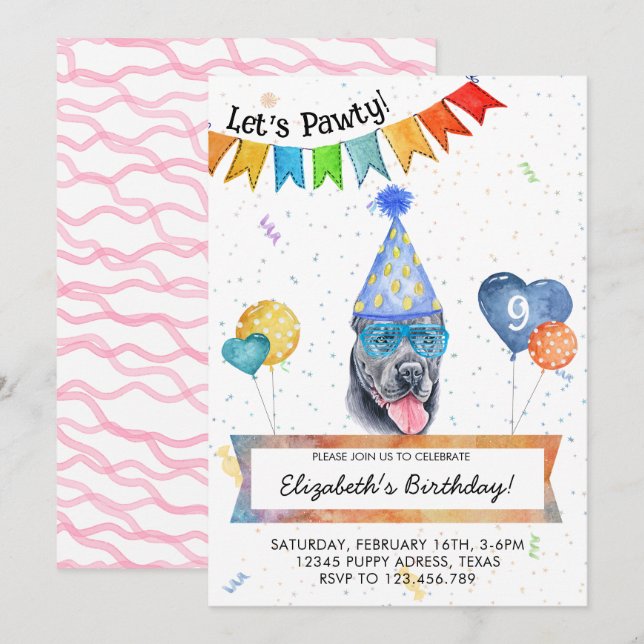 Convites Cane Corso Vamos Festejar Aniversário do Cachorro (Frente/Verso)