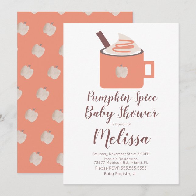 Convites Caneca de Acampamento de Café com Tempero de Abóbo (Frente/Verso)