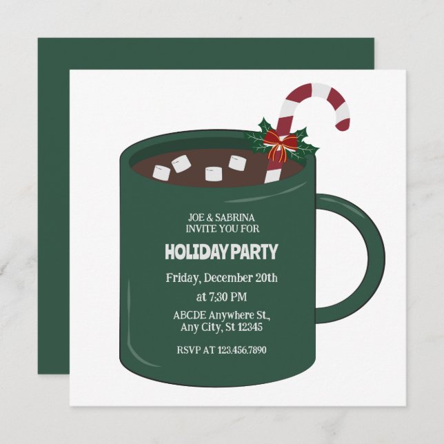 Convites Caneca de cacau quente (Frente/Verso)