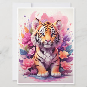 Convites Caneca Tigre Floral - Caneca de Café Tigre Rosa -