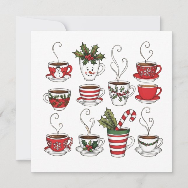 Convites Canecas engraçadas de chá no natal  (Frente)
