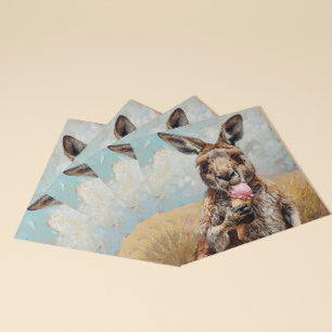 Convites Canguru Caprichoso Comendo Sorvete Personalizável