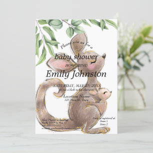 Convites Canguru Pintado Chá de fraldas Neutro de Gênero