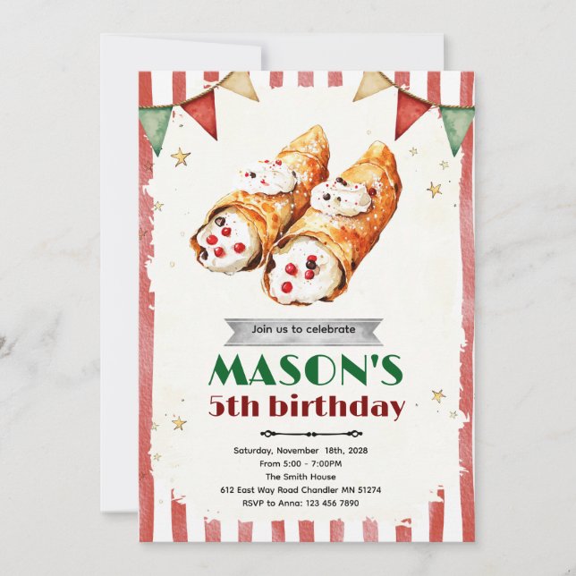 Convites Cannoli Italian Themed Party invitation (Frente)