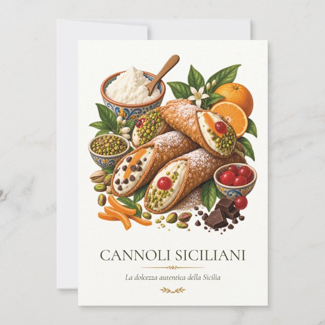 Convites Cannoli Siciliani – Vintage Italian Dessert (Frente)