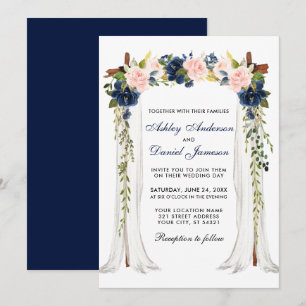 Convites Canopia de Casamento Cor de Água Azul Rosa
