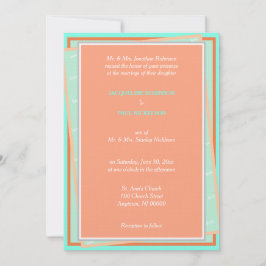 Convites Cantaloupe Turquoise Love Geométrico
